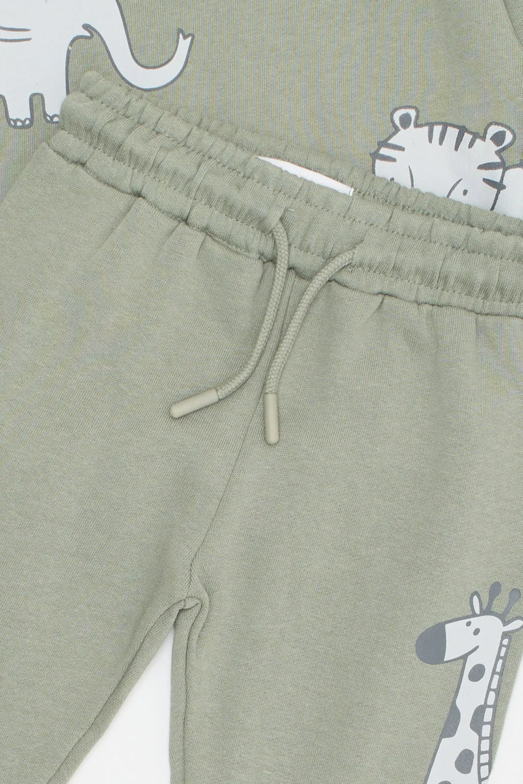 Infant Boys Green Printed Jogging Suit (2 Piece)