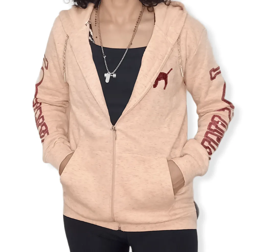 PINK Women Zip-Through Hoodie - Pink